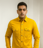 Yellow Solid Shirt with Flap Pockets