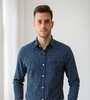 Navy Blue Micro-Checkered Shirt