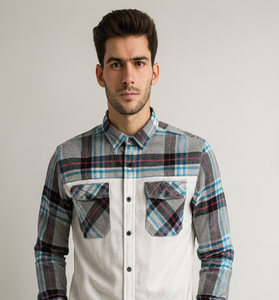 White &amp; Plaid Contrast Shirt