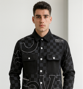Black Graphic Checkered Shirt