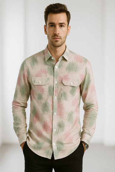 Pastel Tie-Dye Check Shirt