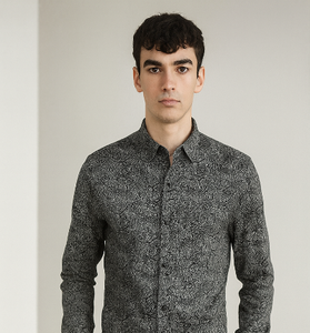 Black Floral Pattern Shirt