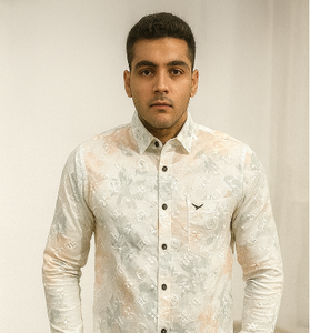 Pastel White &amp; Beige Monogram Shirt