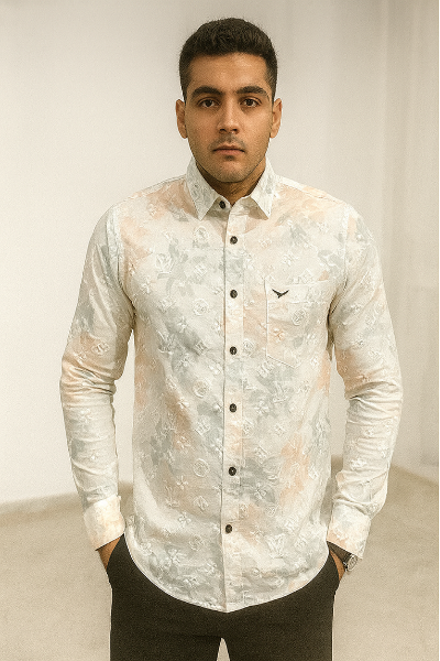Pastel White & Beige Monogram Shirt