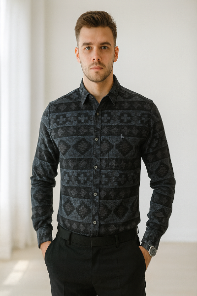 Charcoal Tribal Print Shirt
