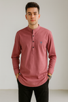Maroon Mandarin Collar Shirt