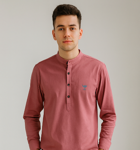 Maroon Mandarin Collar Shirt