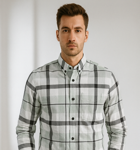Grey &amp; White Bold Checkered Shirt