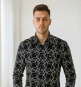 Black Geometric Print Shirt