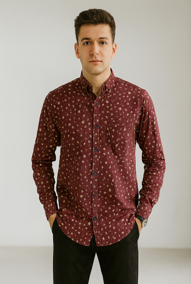 Maroon Printed Shirt