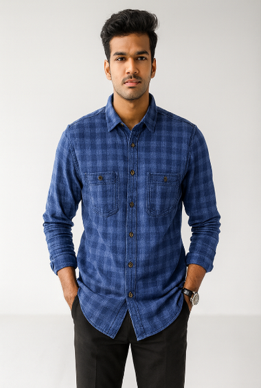 Navy Checked Shirt