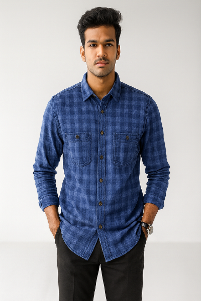 Navy Checked Shirt