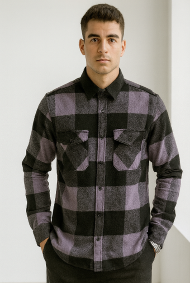 Black &amp; Purple Plaid Shirt