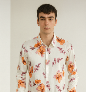 White Floral Print Shirt