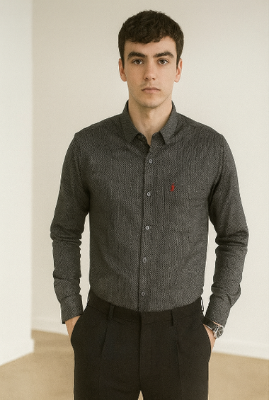 Charcoal Grey Micro-Pattern Shirt