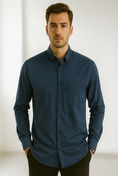 Solid Navy Blue Formal Shirt