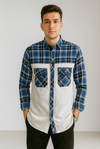 Blue &amp; White Contrast Checkered Shirt