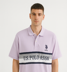 U.S. Polo Assn. Lilac Polo T-Shirt with Stripes