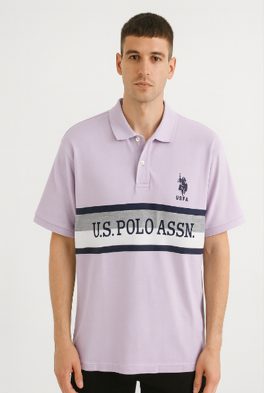 U.S. Polo Assn. Lilac Polo T-Shirt with Stripes