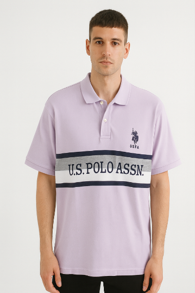 U.S. Polo Assn. Lilac Polo T-Shirt with Stripes