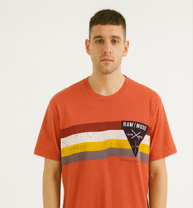 Red RAW/MODE Striped T-Shirt