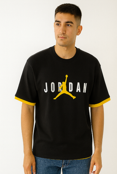Jordan Black &amp; Yellow Trim Tee