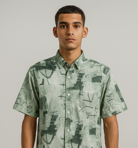 Green Abstract Short-Sleeve Shirt