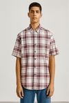 Maroon &amp; White Checked Short-Sleeve Shirt