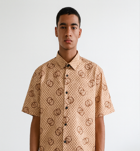 Beige Monogram-Style Printed Shirt