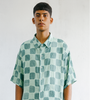 Mint Green Box-Check Oversized Shirt