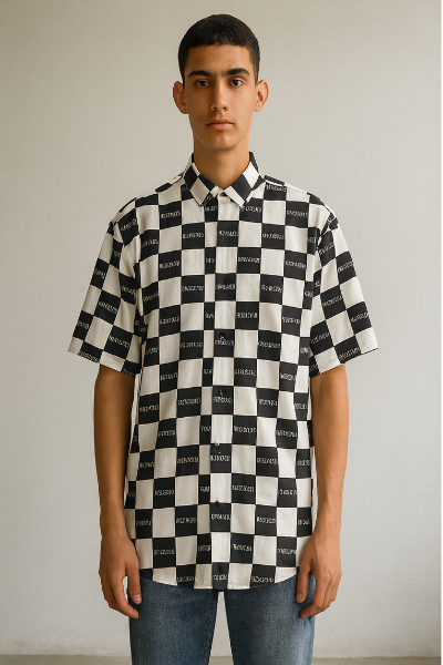 Black & White Checkerboard Logo Shirt
