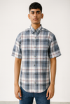 Blue &amp; Grey Plaid Short-Sleeve Shirt