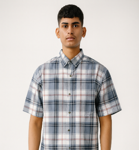 Blue &amp; Grey Plaid Short-Sleeve Shirt