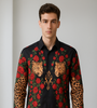 Black Floral &amp; Leopard Print Long-Sleeve Statement Shirt