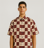 Burgundy &amp; Beige “Versace” Check Shirt
