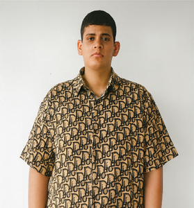 Beige Monogram Print Shirt