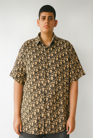 Beige Monogram Print Shirt