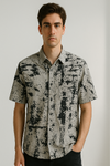 Grey Abstract Splatter Print Shirt