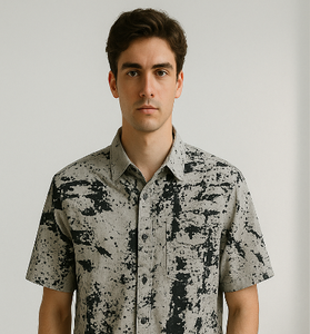 Grey Abstract Splatter Print Shirt