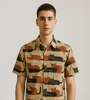 Beige Graphic Cat Print Shirt