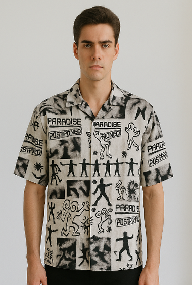 Black &amp; White Graffiti Graphic Shirt