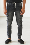 Black Washed Slim-Fit Cargo Jeans