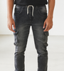 Black Washed Slim-Fit Cargo Jeans