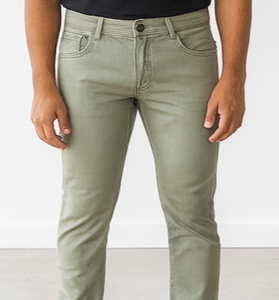 Olive Green Stretch Slim Jeans
