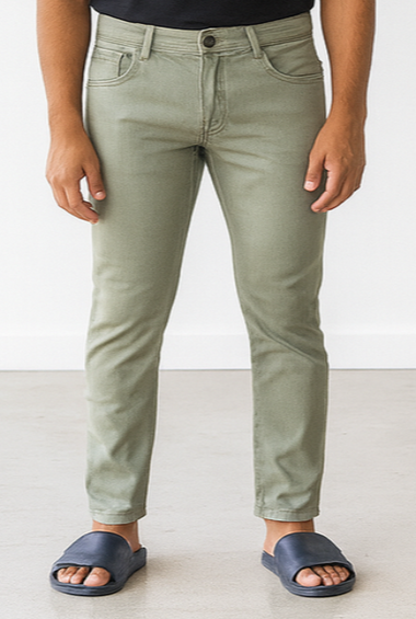 Olive Green Stretch Slim Jeans
