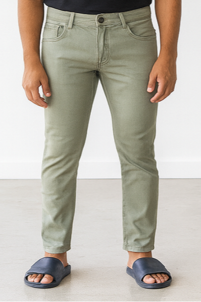 Olive Green Stretch Slim Jeans