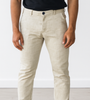 Beige Slim-Fit Linen-Blend Jeans