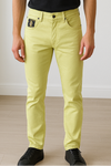 Lemon Yellow Slim-Fit Designer Jeans