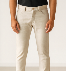 Beige Slim-Fit Stretch Jeans