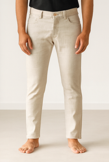 Beige Slim-Fit Stretch Jeans